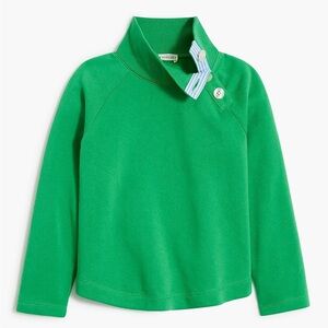 Crewcuts Kelly Green Girls' button neck sweatshirt with striped detail 6/7